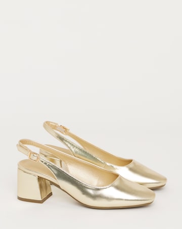 Henrietta Flexi Sole Block Heel Slingback Shoe Wide E fit