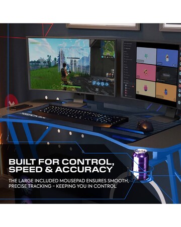 X Rocker Panther Evo 120cm Gaming Desk with Mousepad - Blue