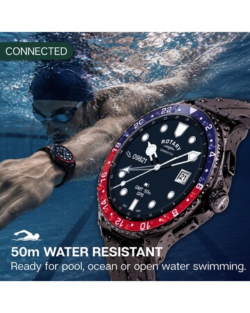 Rotary AMOLED GPS Calling Black Silicone Smart Watch