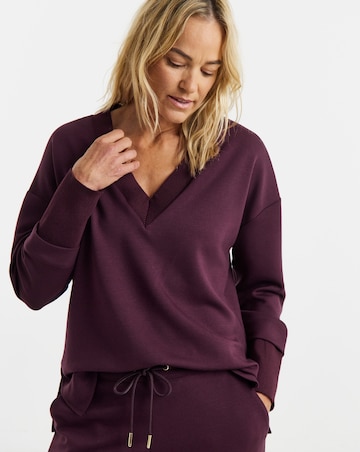Plum V-Neck Modal Scuba Sweat