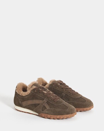 Araminta Suede Fur Trim Retro Trainers - Wide Fit (E)