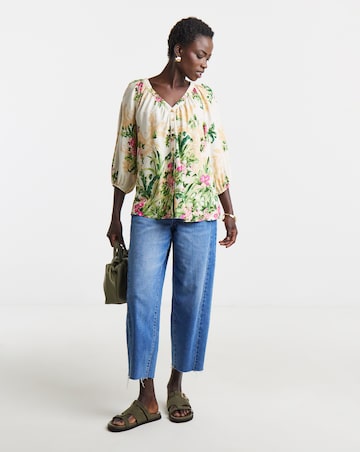 Collarless Button Through Blouse