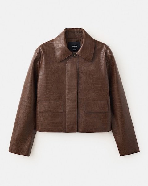 New In - Mango Croc-Effect Faux Leather Jacket