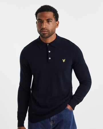 Lyle & Scott Cotton Merino Knitted Polo - Navy