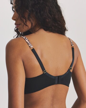 Pretty Secrets Satin And Lace Padded Full Cup Bra Leopard Print