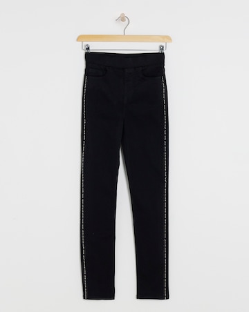 Black Embellished Side Slim Jegging