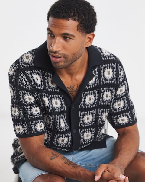 Only & Sons Bart Crochet Shirt - Navy