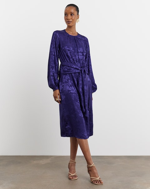 Joanna Hope Jacquard Tie Waist Dress