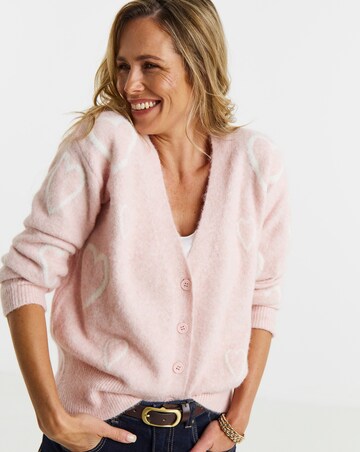 Heart Design Boyfriend Cardigan