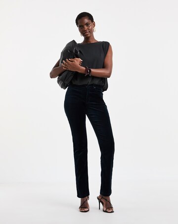 Dark Teal Velvet Slim Leg Jeans