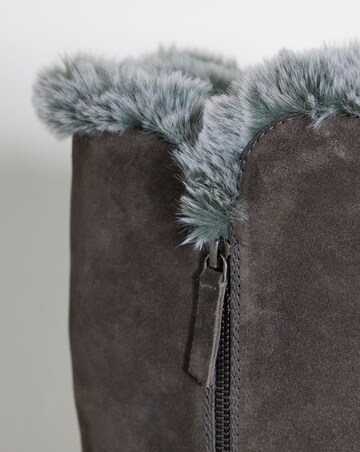 Chloe Suede Faux Fur Knee High Boots - Extra Wide Fit (EEE) & Super Curvy Calf