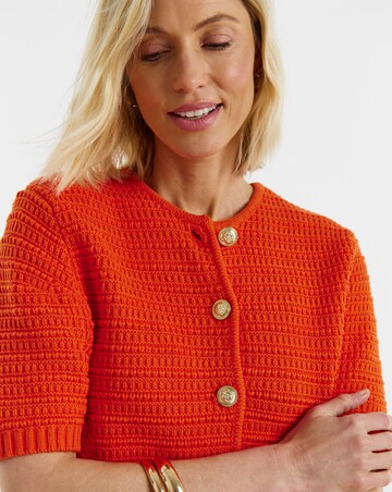 Stitch Detail Short Sleeve Cardigan