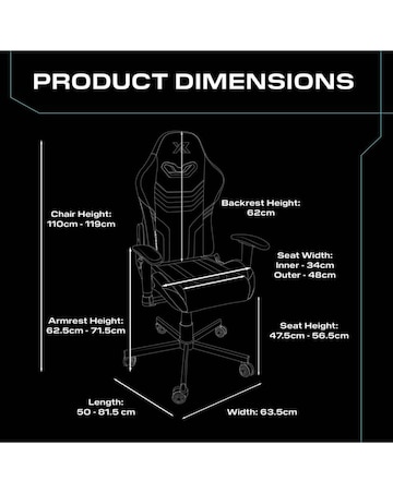 X Rocker Agility Compact Ergonomic PC Gaming Chair for Juniors - Blue