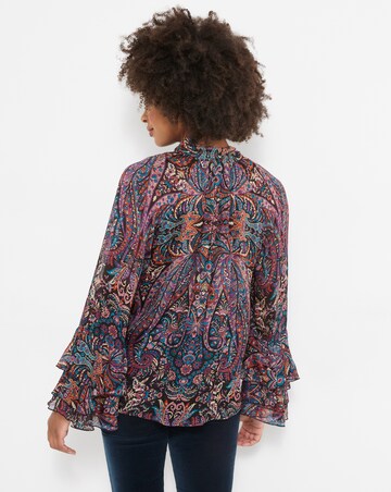 Joe Browns Boho Print Tie Neck Blouse With Ruffle Sleeve Detail