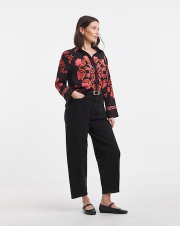 Black Paisley Placement Print Shirt