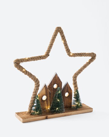 Lit Jute Rope Star Decoration