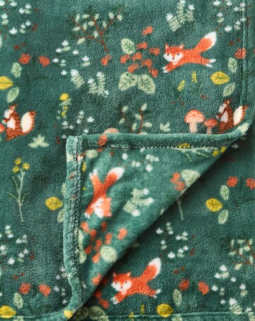 Forest Friends Fleece Throw - Forest Green