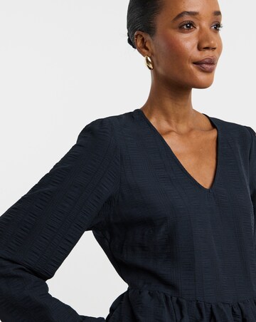 Textured Waist Detail Smock Mini Dress
