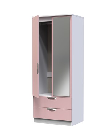 Haydn Ready Assembled 2 Door 2 Drawer Mirrored Wardrobe - Kids