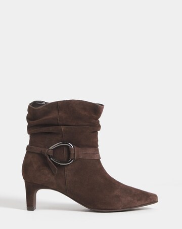 Naomi Suede Pointed Slouch Kitten Heel Ankle Boots - Extra Wide Fit (EEE)