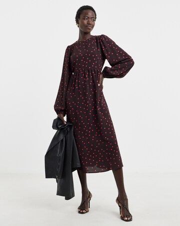 Puff Sleeve Chocolate Spot Dress