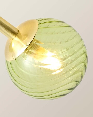 ValueLights Sydney Brushed Gold with Green Swirl Glass Multi Arm Ceiling Light