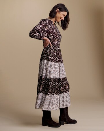 Julipa Mixed Print Tiered Midi Dress