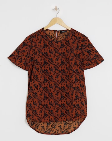 Animal Print Short Sleeved Woven Top