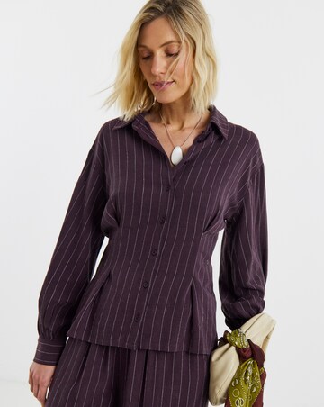 PLUM STRIPE CORSET SHIRT CO-ORD