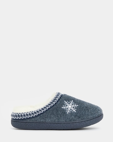 Cushion Walk Embroidered Snowflake Slippers - Wide Fit (E)