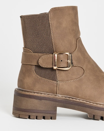Heavenly Soles Blake Ankle Chelsea Boots with Buckle Detail - Wide Fit (E)