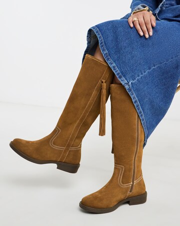 Abby Suede Tassle Knee High Boots - Wide Fit (E) & Curvy Calf