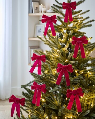Pink Velvet Bow Decorations - Set of 8