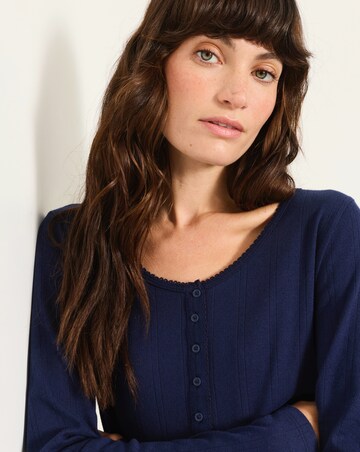 FatFace Hattie Navy Henley Pyjama Top