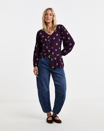 Plum Heart Button Front Long Sleeve Top