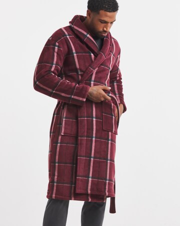 Check Borg Lined Fleece Dressing Gown