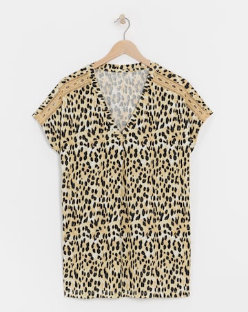 Leopard Longline Trim Top