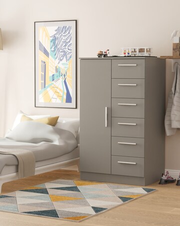 Eider Ready Assembled 1 Door 5 Drawer Kids Wardrobe - Kids