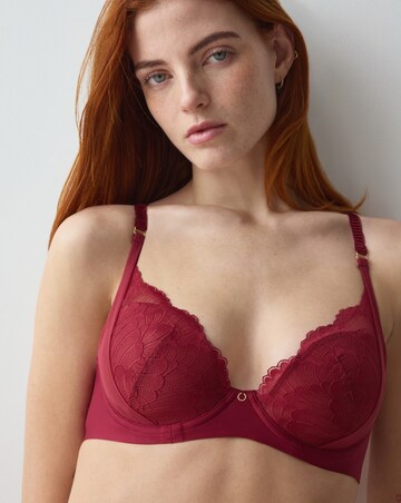 Triumph Love In Lace Wired Padded Plunge Bra Red