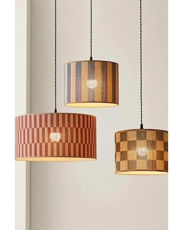 ValueLights Lori Medium Blue Stripe Bamboo Printed Shade 30cm