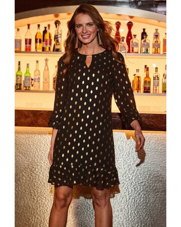 Sosandar Foil Spot Hem Shift Dress