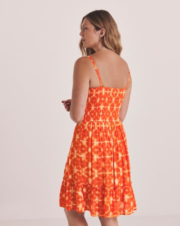 Shirred Bandeau Mini Beach Dress