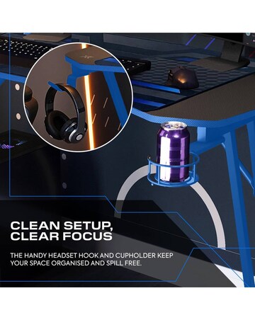 X Rocker Panther Evo 120cm Gaming Desk with Mousepad - Blue