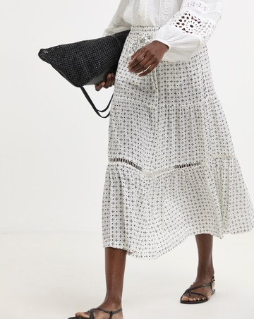 Natural Print Crinkle Midi Skirt