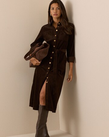 NOBODY'S CHILD NOAH CORD MIDI SHIRT DRESS