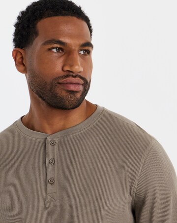Textured Long Sleeve Grandad T-Shirt