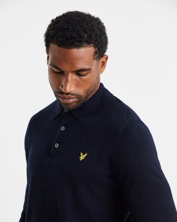 Lyle & Scott Cotton Merino Knitted Polo - Navy
