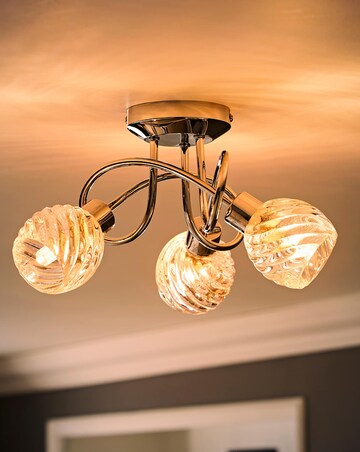ValueLights Reyka 3 Way Cross Over Chrome Ceiling Light Swirl Glass