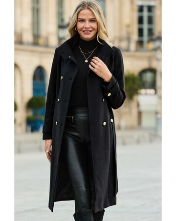 Sosandar Single Breasted Belted Coat With Funnel Neck