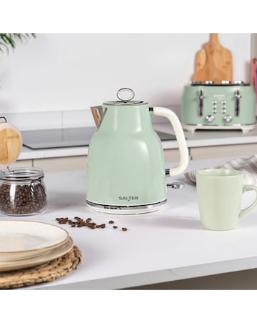 Salter Retro Rapid Boil Kettle & Retro 2 Slice Toaster - Green Bundle